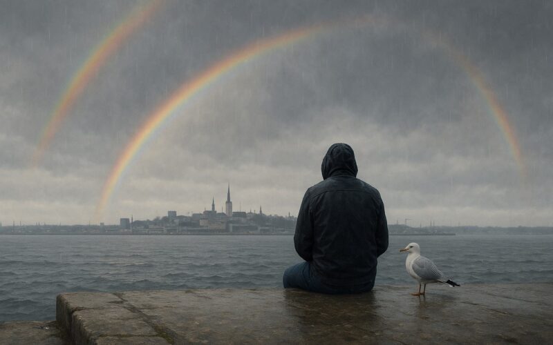 Illustratiivne. Kaks vikerkaart ja kajakas