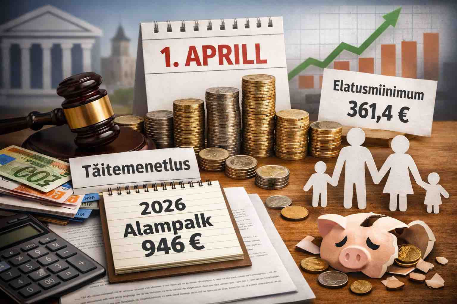 Alates 1. aprillist muutuvad täitemenetluse reeglid: alampalga kasv ja elatusmiinimum mõjutavad arestimisi