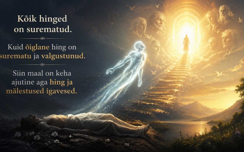 Kõik hinged on surematud. Kuid õiglane hing on surematu ja valgustunud. Siin maal on keha ajutine aga hing ja mälestused igavesed - Veiko Huuse