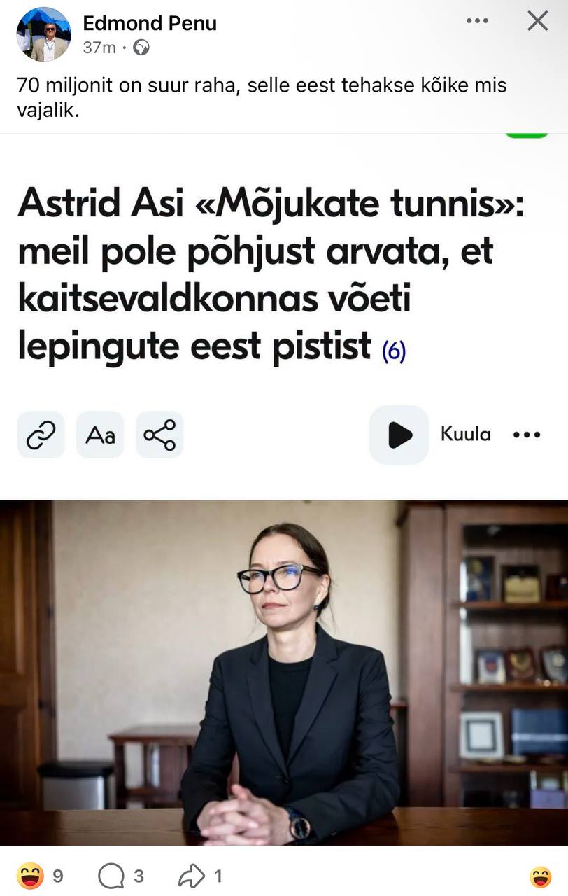 Edmond Penu arvamus 70 miljoni euro kadumise kohta