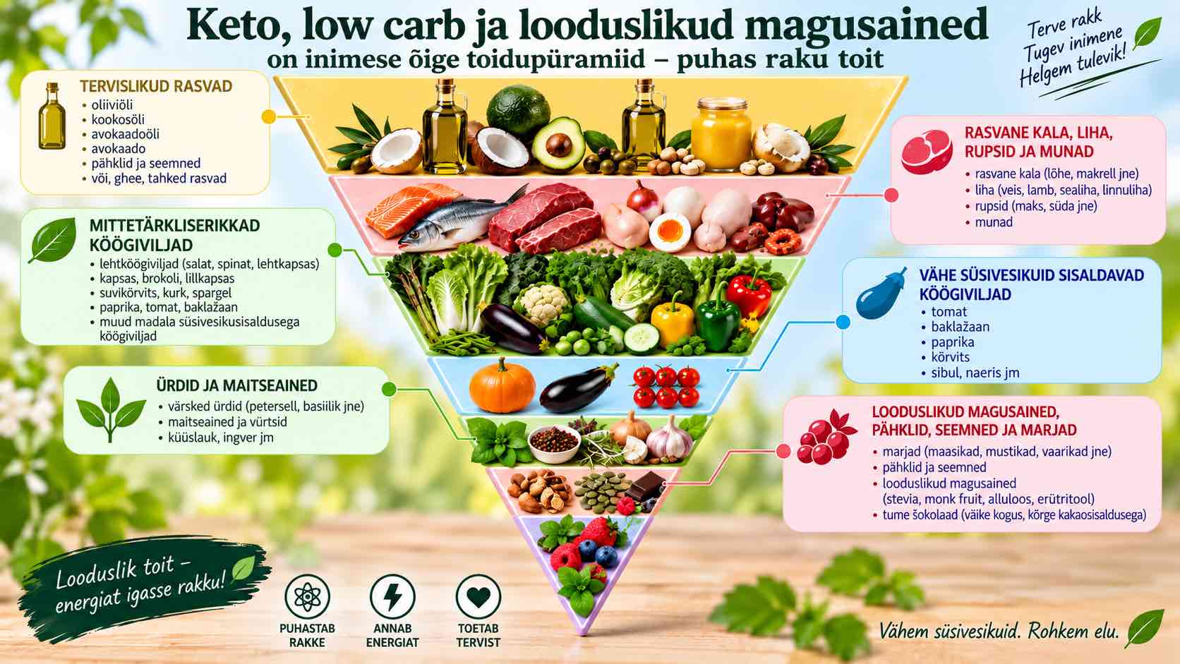 Keto, low carb, stevia, monk fruit - õige toidupüramiid - raku toit - golden stevia e-pood - Fonte.News