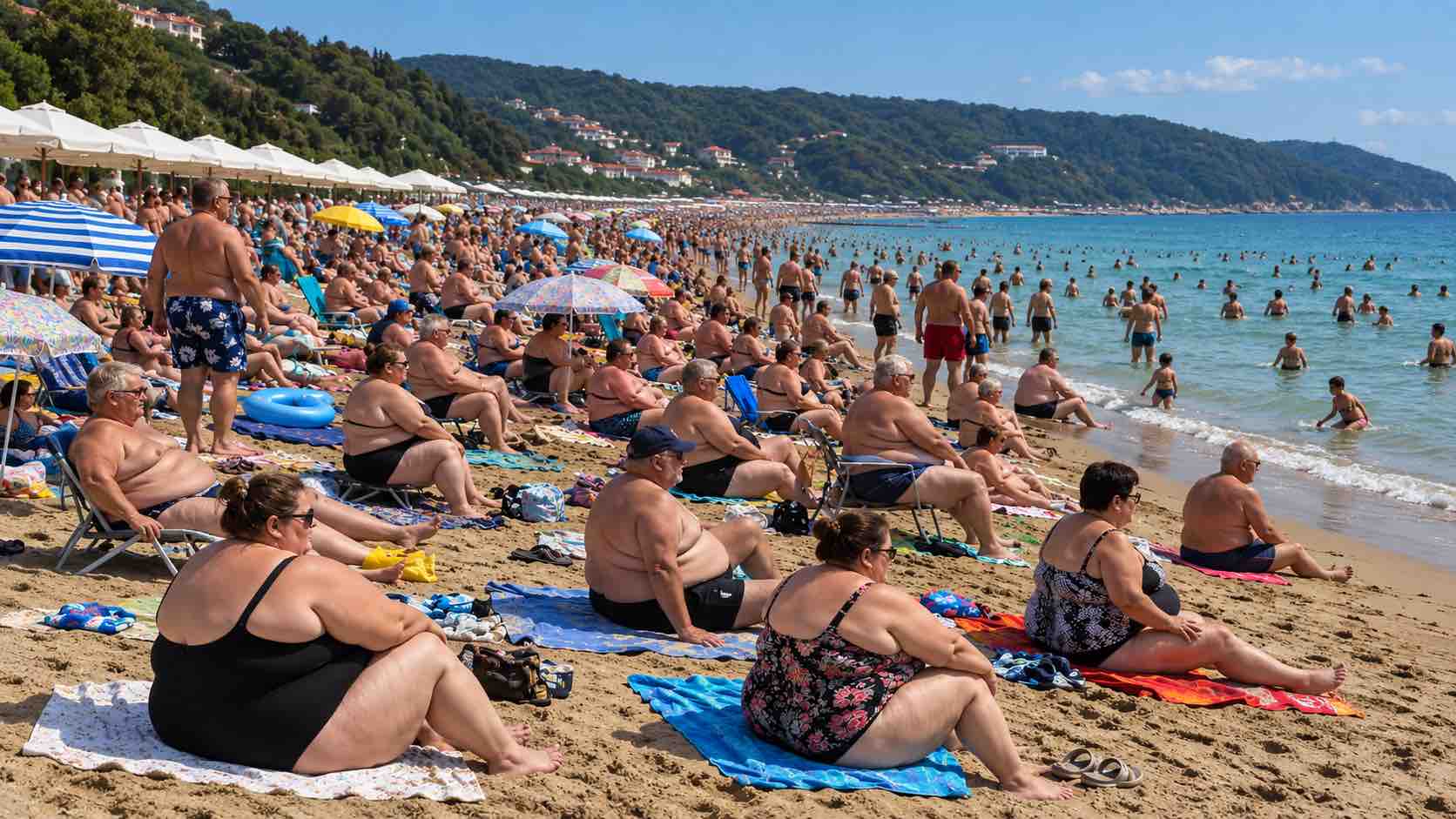 The result of recommendations from doctors, the Health Board, the National Institute for Health Development, and the WHO - you no longer see slim, healthy people on the beach