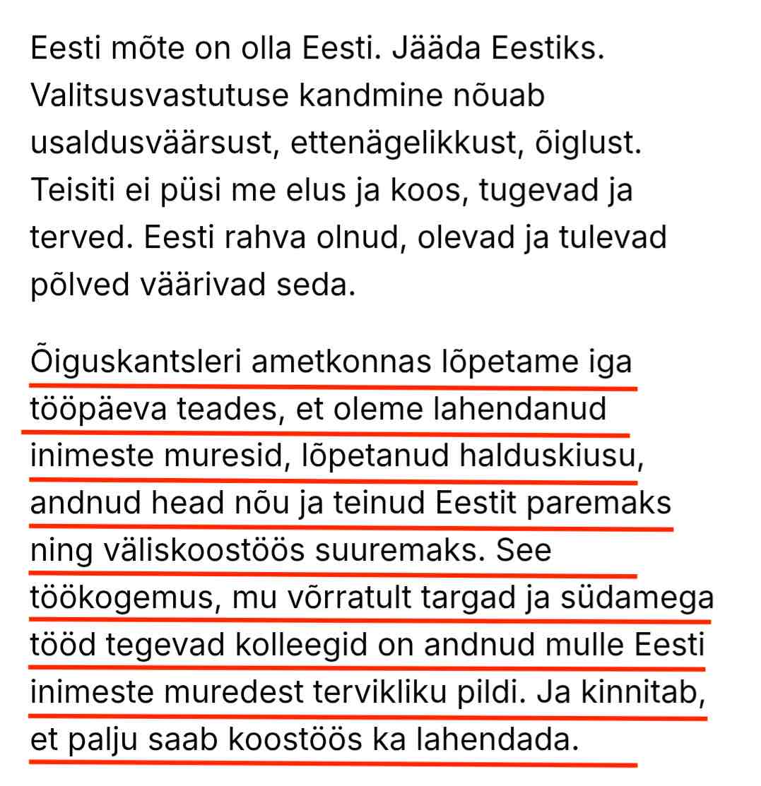 Ülle Madise kõnest väljavõte